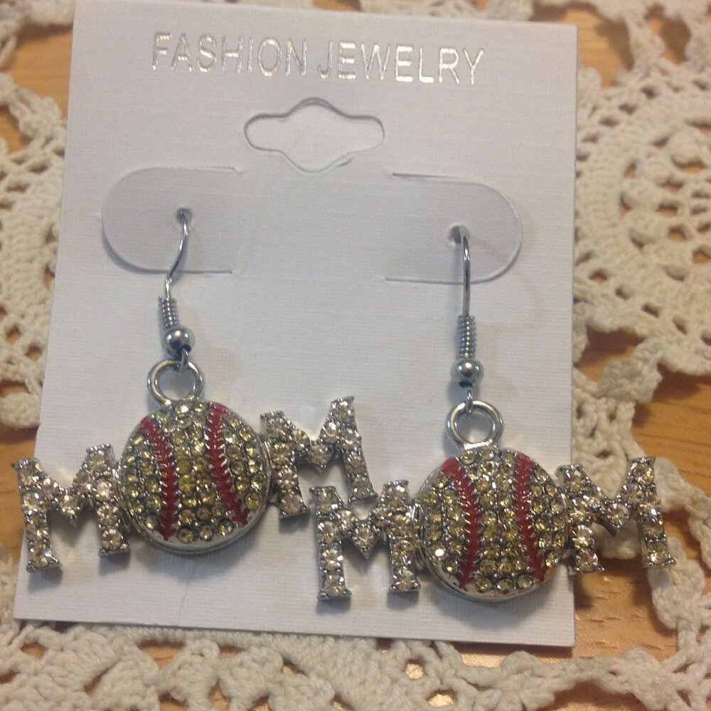 Baseball Mom Earrings, Sports theme jewelry
